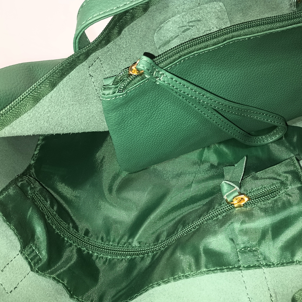 Joy Mangano Green Tote Bag with Gold Accents - Picture 3 of 4
